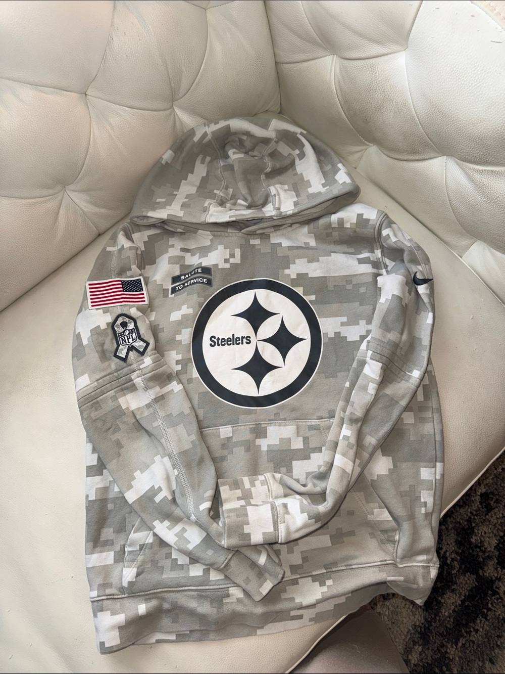 Nike Gray and Cream Digital Camo Pullover Hoodie
